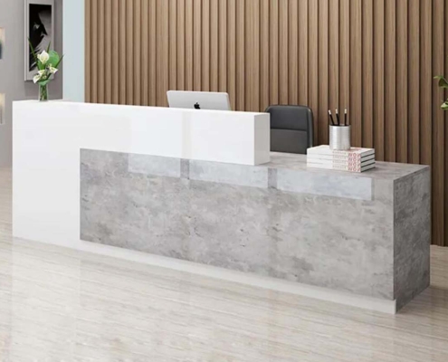 L shaped real marble reception desk