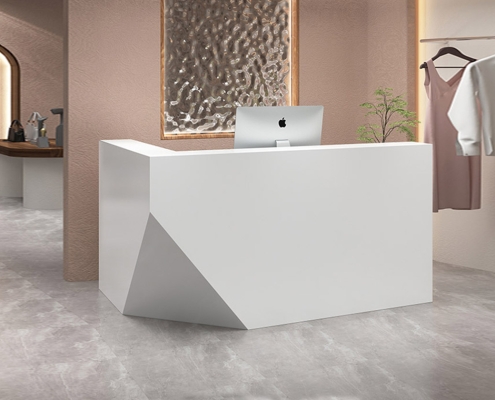 l shaped reception desk white