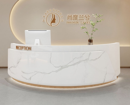 curved reception desk