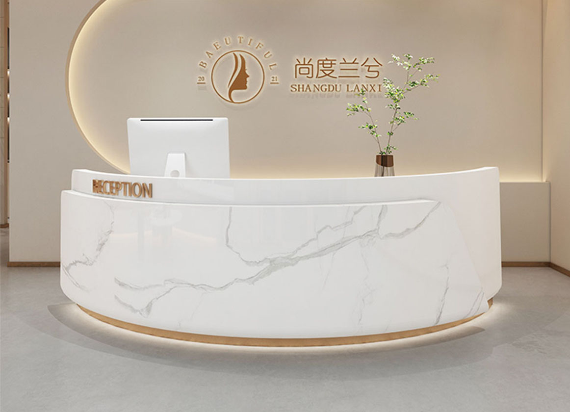 curved reception desk