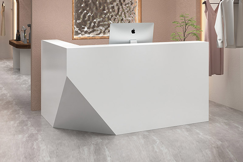 white reception desk