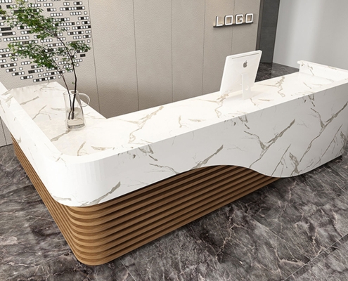 L Shaped Recpetion Desk Marble
