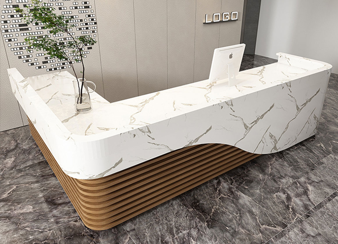 L Shaped Recpetion Desk Marble